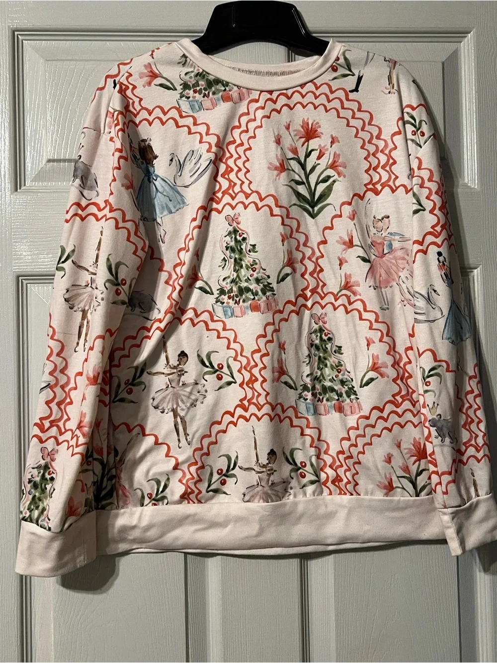 Unliste White and Pink Ballerina & Floral Long-Sleeve Top super comfortabe